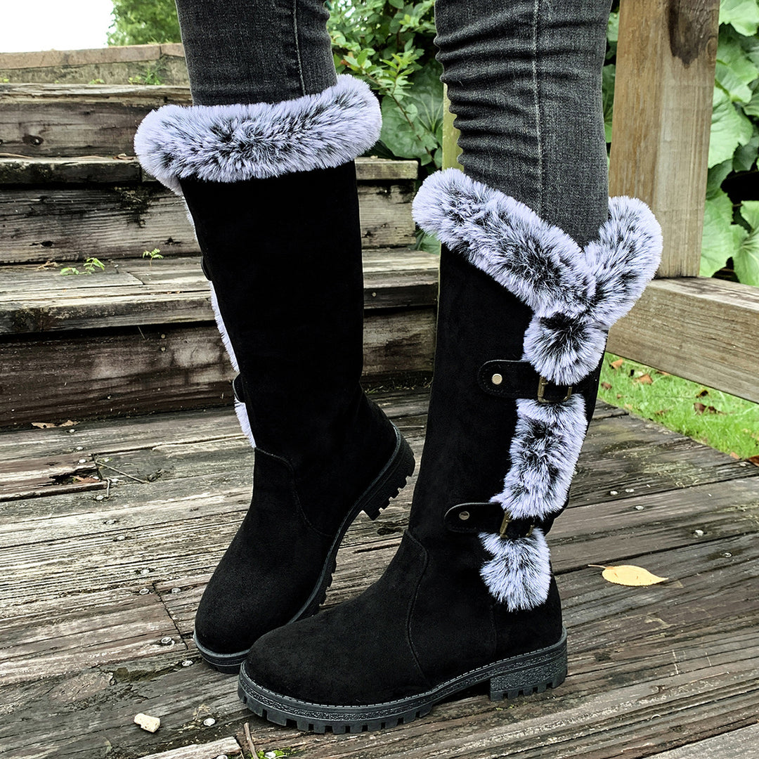 Damen Winterstiefel mit kuscheligem Kunstfellkragen und rutschfester Sohle Drune