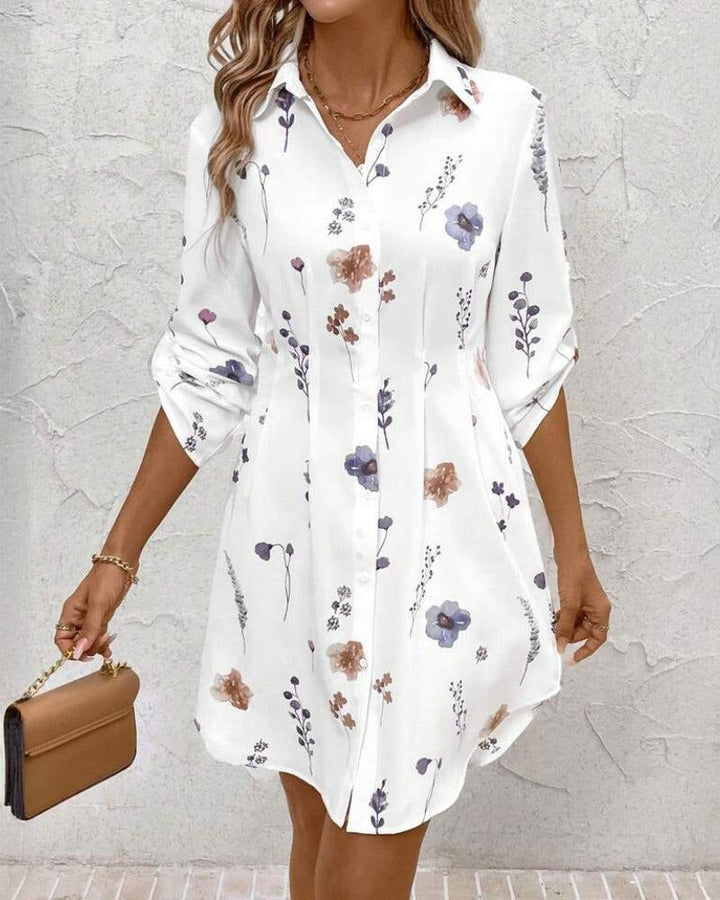 Damen Hemdblusenkleid mit floralen Akzenten und komfortablem Schnitt Drune