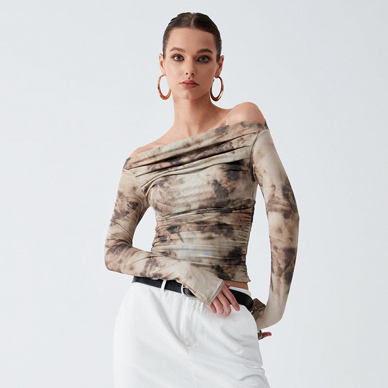 Damen Elegantes Oberteil mit Offshoulder-Passform und drapiertem Design Drune