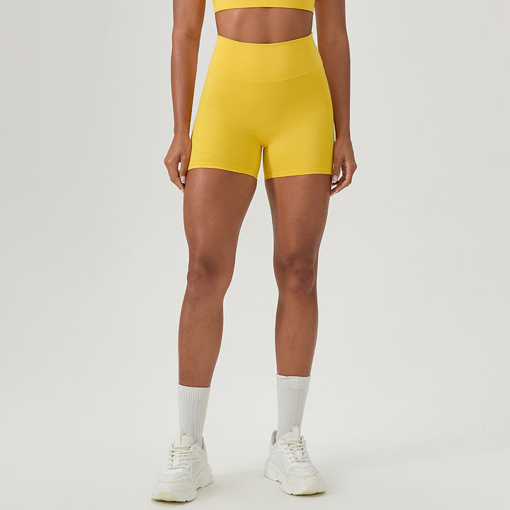 Damen Hoch geschnittene Sportshorts mit elastischem Bund und feuchtigkeitsableitendem Material Drune