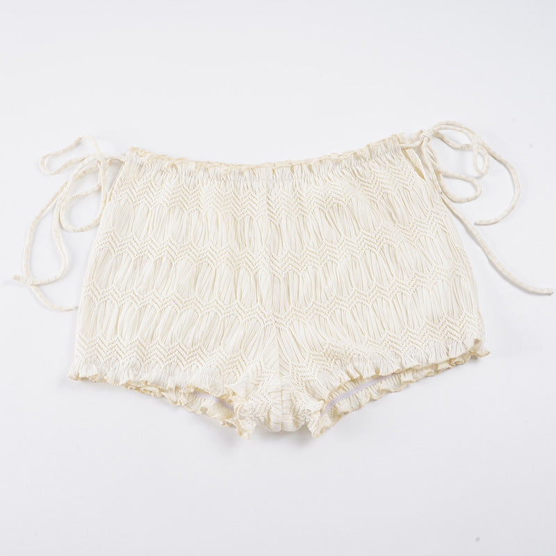 Damen luftige Shorts mit elastischem Bund und Bindeakzenten Drune
