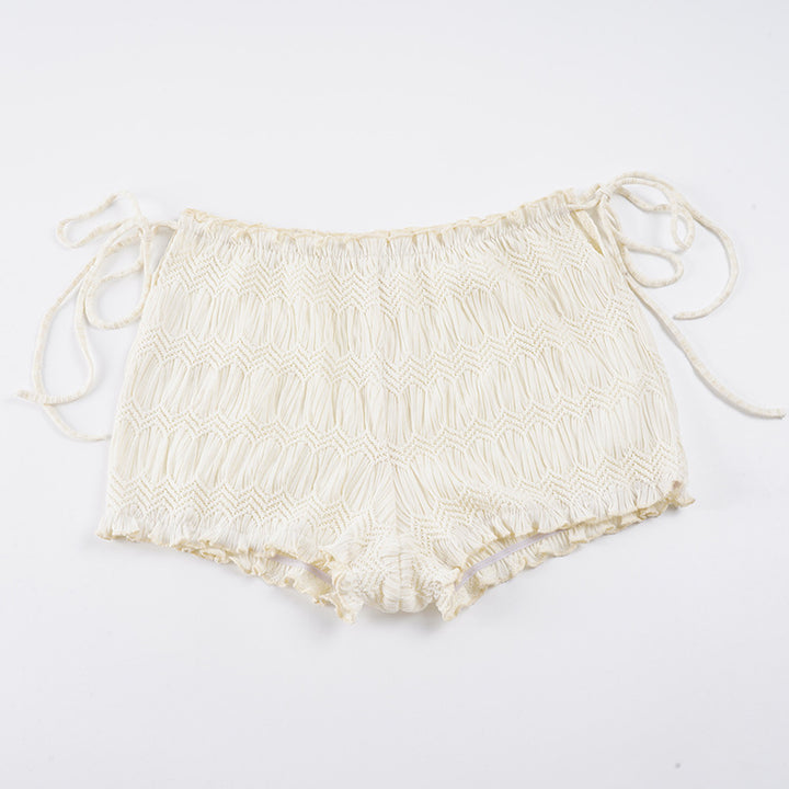 Damen luftige Shorts mit elastischem Bund und Bindeakzenten Drune