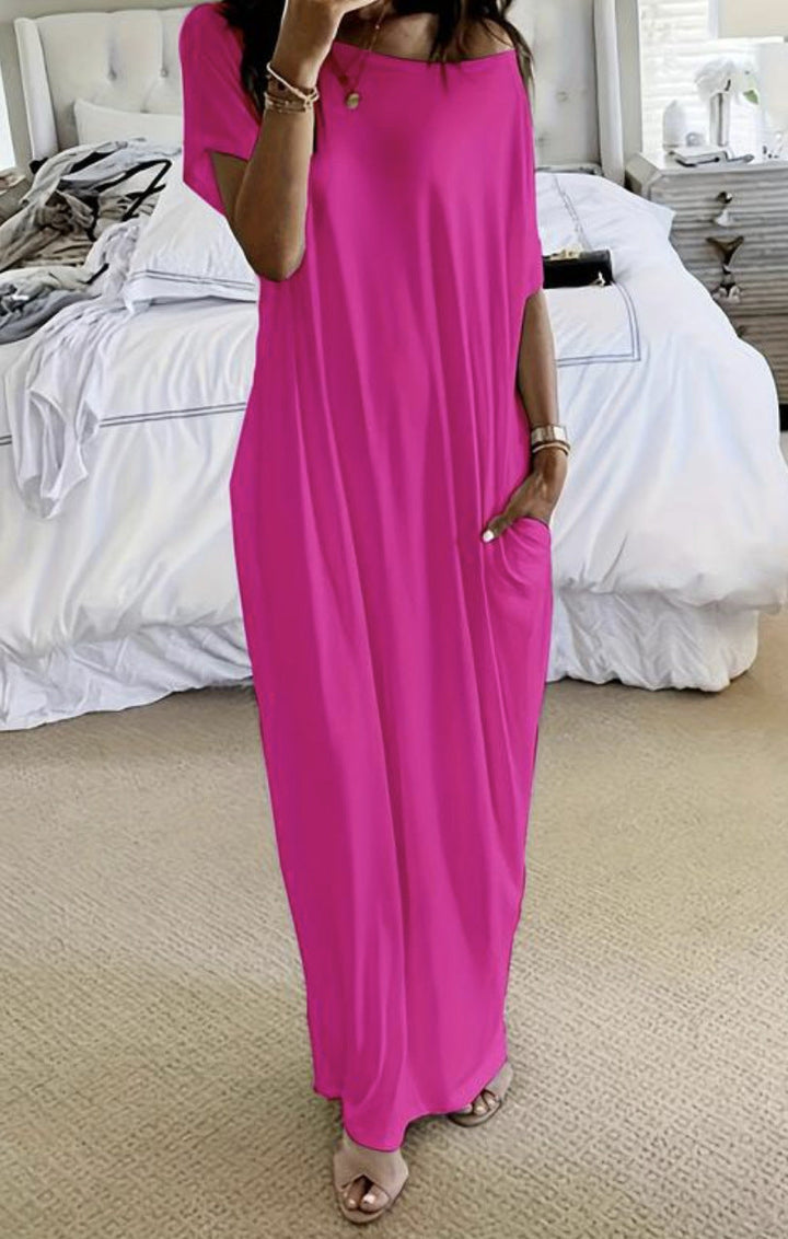 Damen lässiges Maxi-Überkleid mit weitem Schnitt und praktischen Taschen Drune