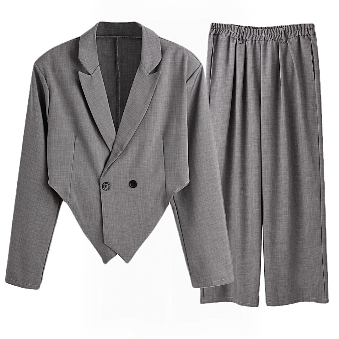 Damen nan Business-Set mit asymmetrischem Drapé-Blazer und Bundfaltenhose mit Gummibund Drune