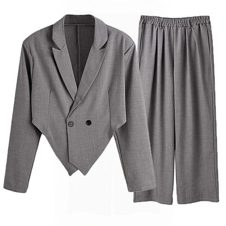 Damen nan Business-Set mit asymmetrischem Drapé-Blazer und Bundfaltenhose mit Gummibund Drune