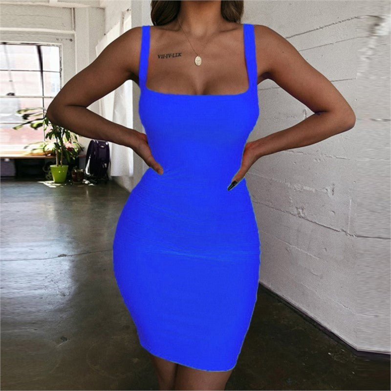 Damen Bodycon Minikleid mit breiten Trägern und taillierter Silhouette Drune