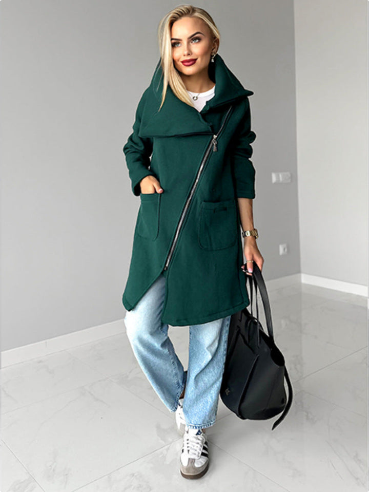 Drune | Reißverschluss Revers Mid Length Fleece Sweatshirt Jacke