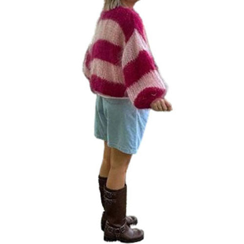 Damen Strickpullover mit oversized Schnitt und farbigen Blockstreifen Drune