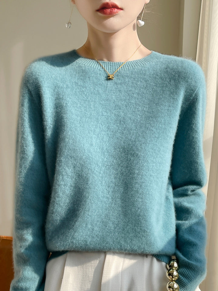 Damen Luxuriöser Kuschelstrick-Pullover mit Rundhals und Mohair-Optik Drune