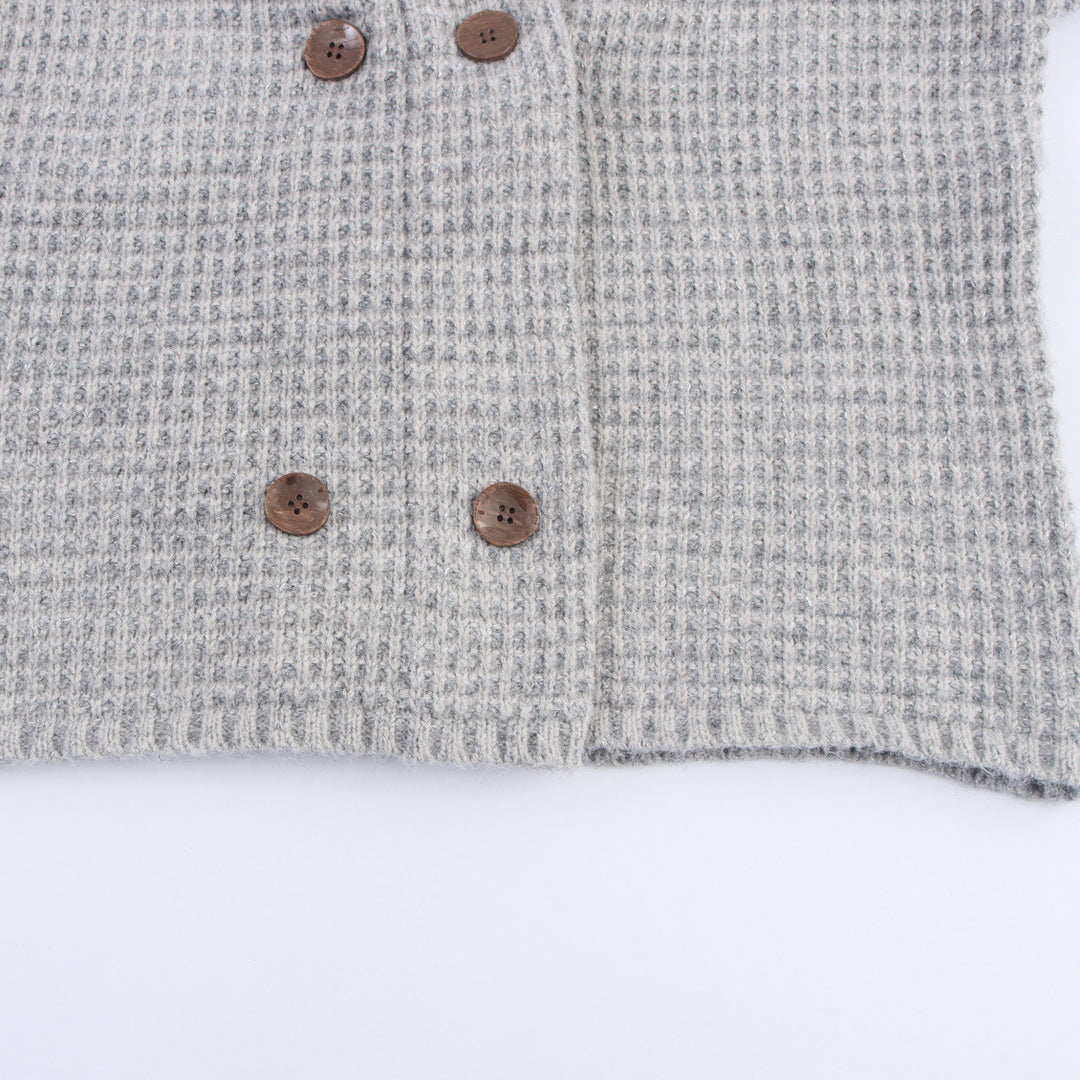 Damen Strickjacke mit doppelter Knopfleiste und hoher Kragen Drune