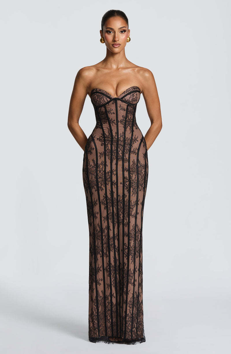 Damen Elegantes Spitzenkleid im figurbetonten Design Drune
