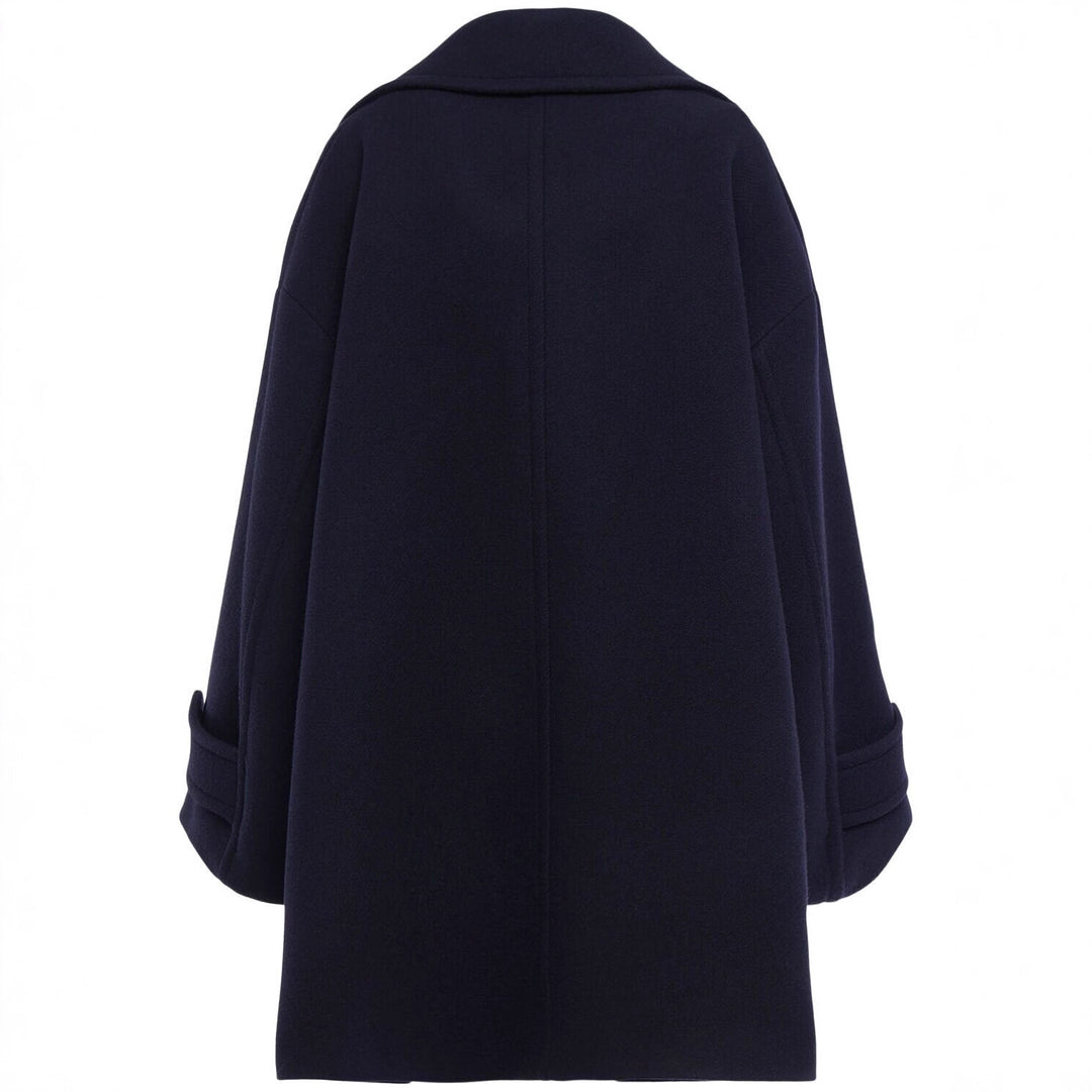 Damen Oversize-Cape-Mantel mit Doppelreiher und weitem Revers Drune