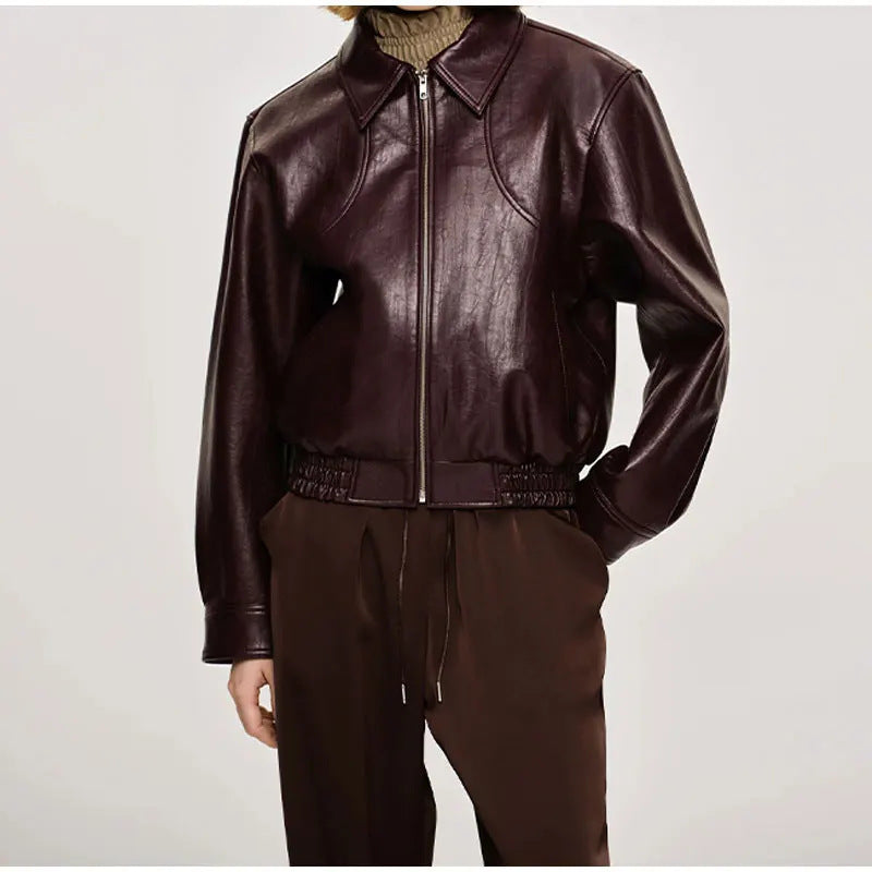 Damen Kunstlederjacke im sportlichen Schnitt mit zwei praktischen Taschen Drune