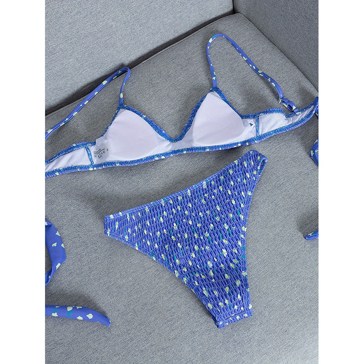 Damen-Bikiniset mit elastischem Rüschendesign und kreativem Bindeknoten Drune