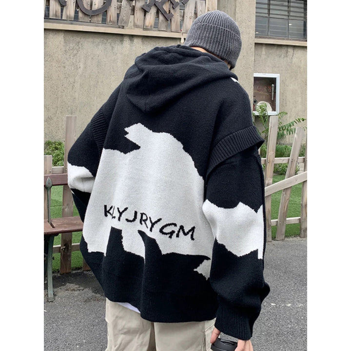 Herren Lässiger Oversized Pullover mit Knopfleiste Drune