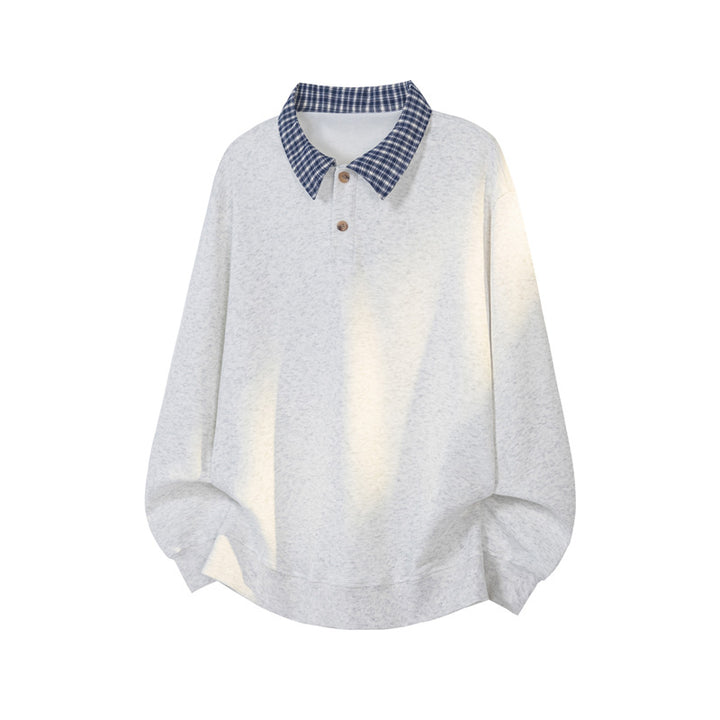 Herren Sportlicher Sweatshirt mit Kragen und Schultergurt Drune