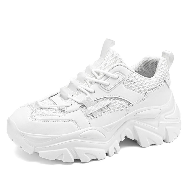 Damen Modische Plateau-Chunky-Sneaker mit strukturiertem Mesh-Overlayer und robuster Profilsohle Drune