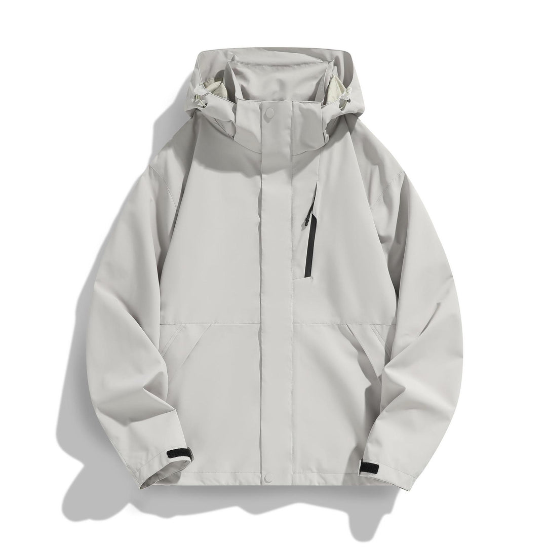 Damen Wasserabweisende Kapuzen‑Übergangsjacke mit verstellbarer Kapuze, verdeckter Frontblende und Multifunktionstaschen Drune