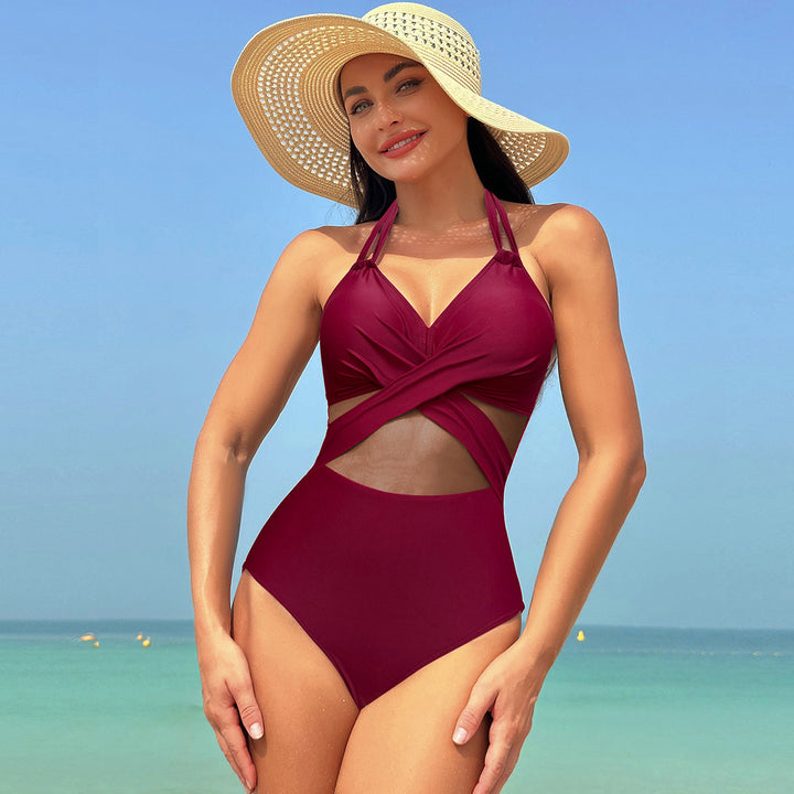 Damen Einteiliger Badeanzug mit stylishen Mesh-Elementen Drune