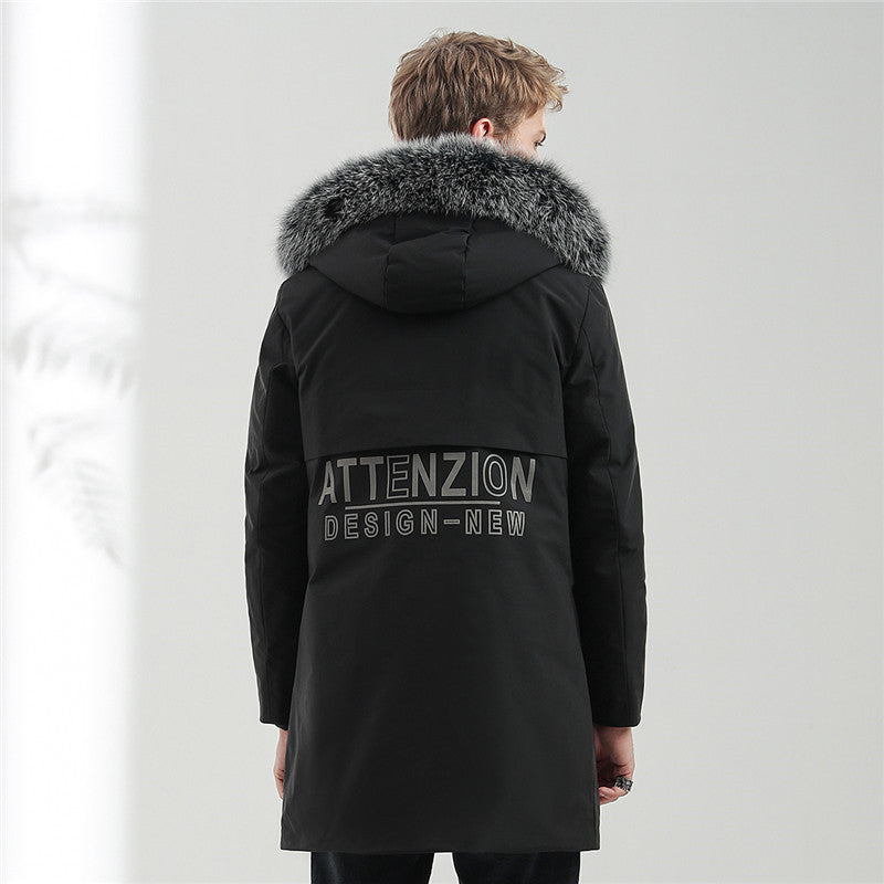 Herren Thermo Parka mit Kapuze und abnehmbarem Kunstfellbesatz Drune