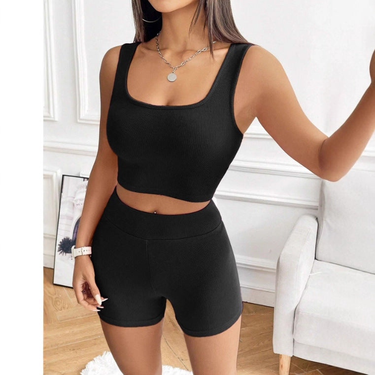 Damen Sportliches Set mit gerafftem Oberteil und hohem Bund Drune