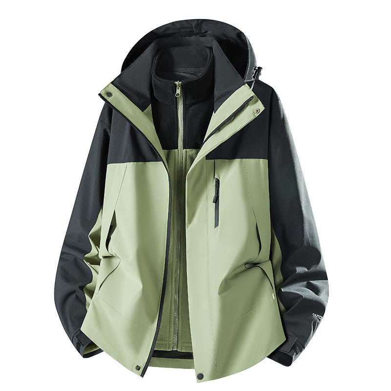 Herren zweiteilige Softshelljacke mit herausnehmbarer Fleece-Innenjacke, verstellbarer Kapuze und wasserabweisender Membran Drune