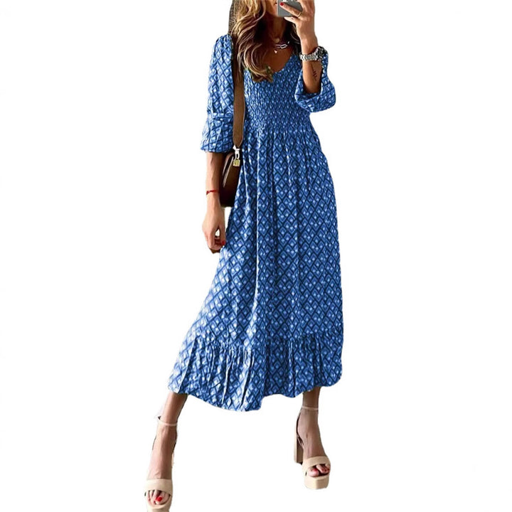 Damen Maxikleid mit voluminösen Ärmeln und elastischem Taillenzug Drune