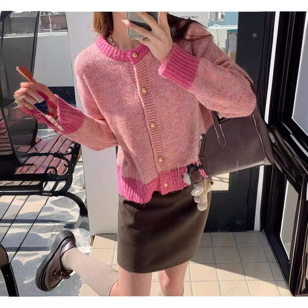 Damen gestrickte Cardigan mit dekorativen Perlenknöpfen Drune