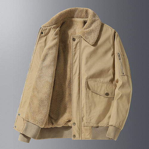 Herren Thermo-Pilotenblouson mit durchgehendem Teddyfleece, Pattentaschen und Ärmel-Organizer Drune