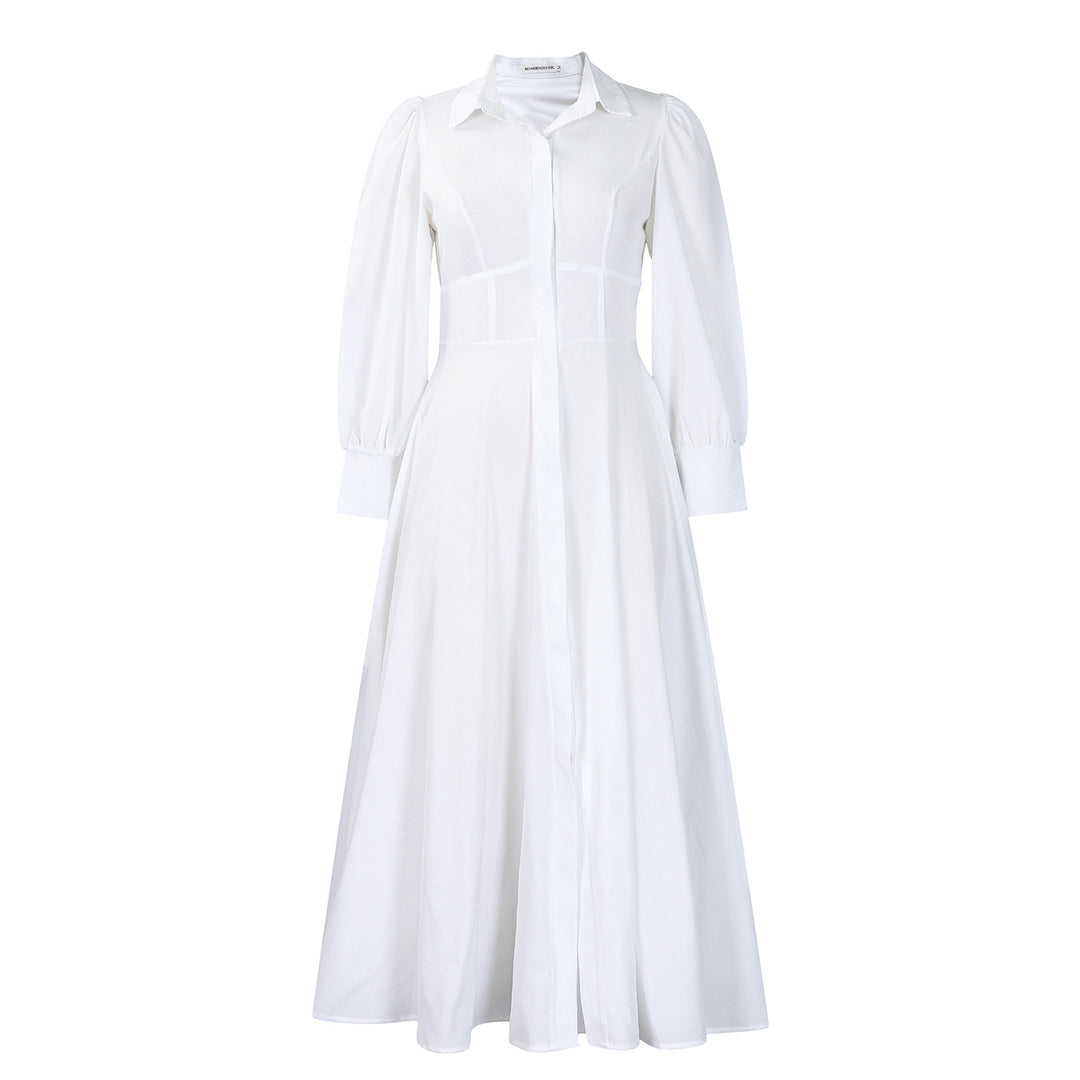 Damen Hemdkleid im eleganten Maxi-Format mit betontem Taillenbund Drune