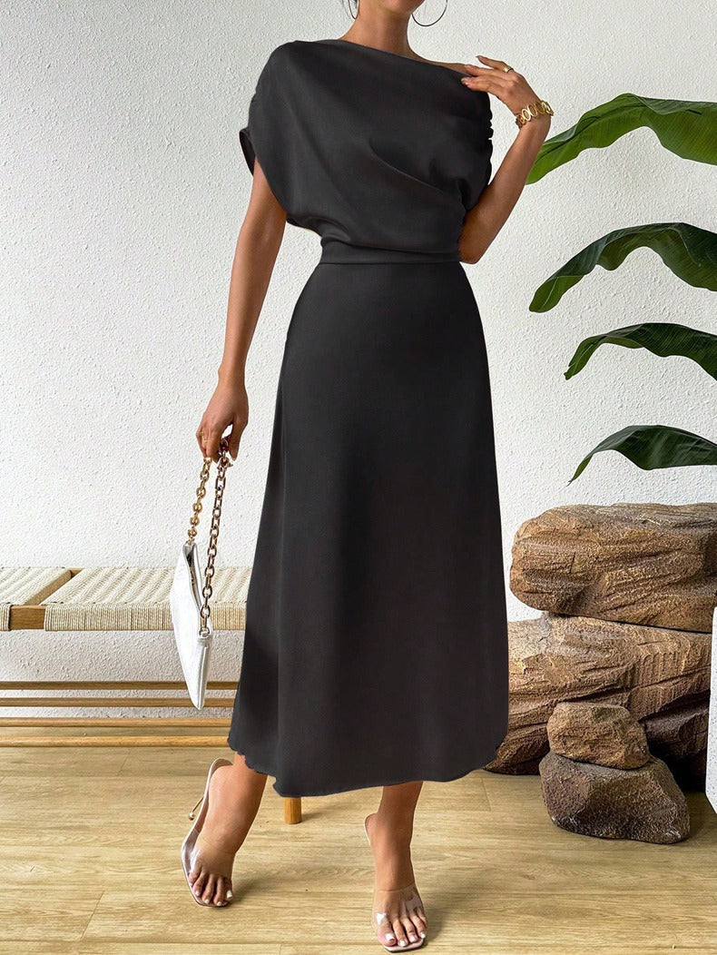 Damen Elegantes und fließendes Abendkleid mit asymmetrischem Schnitt Drune