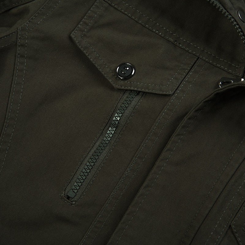 Herren nan robuste Canvas-Fieldjacke mit Stehkragen, Epauletten und multifunktionalen Taschen Drune