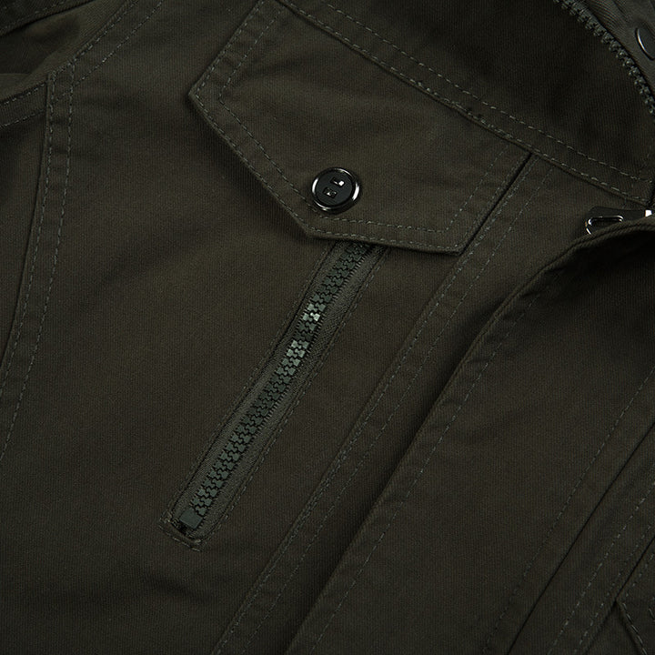 Herren nan robuste Canvas-Fieldjacke mit Stehkragen, Epauletten und multifunktionalen Taschen Drune