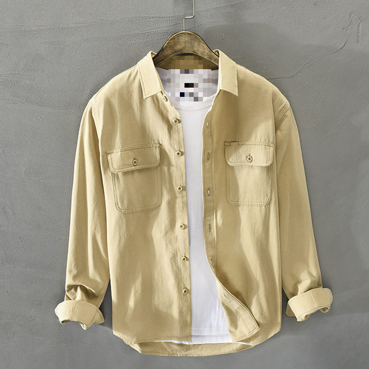 Herren Lässige Hemdjacke mit Brusttaschen Drune