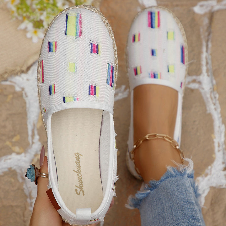 Damen  atmungsaktive Strick-Espadrilles mit geflochtener Jute-Sohle und flexiblem Memory-Fußbett Drune