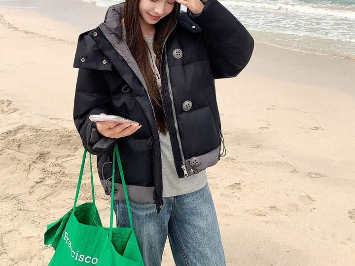 Damen modische Übergangsjacke mit modernem Stehkragen und praktischen Taschen Drune