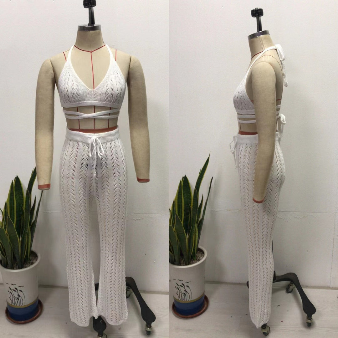 Damen Häkel-Bikini-Set mit transparentem Maxirock und elegantem Schnitt Drune