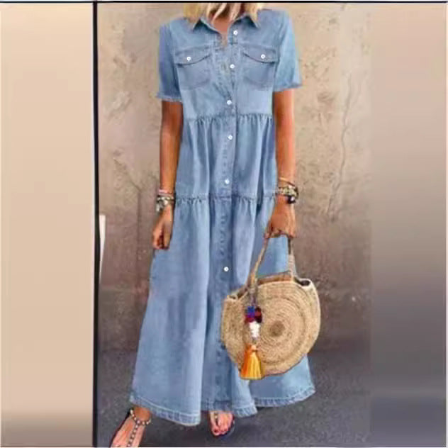 Femme Gestuftes Denim Hemdkleid Drune