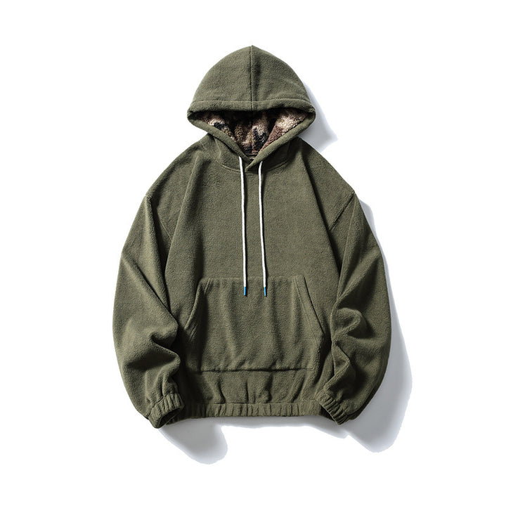 Unisex Oversize-Fleece-Hoodie mit Teddyfutter, Kängurutasche und elastischem Saum Drune