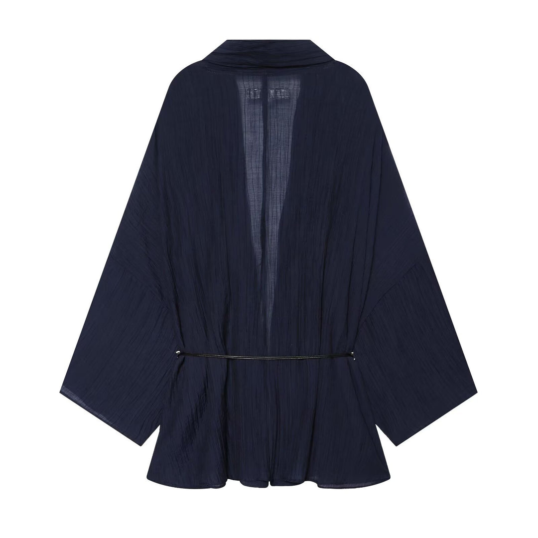 Damen Kimono-Cardigan mit Tunnelzug und Crinkle-Textur Drune