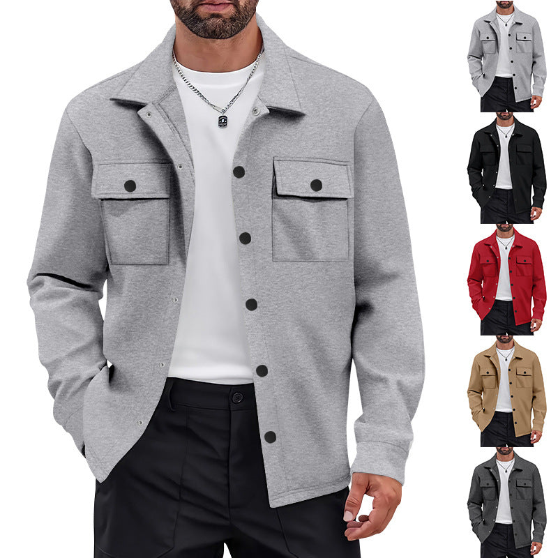 Herren nan arbeitsinspirierte Hemdjacke mit Druckknopfleiste, aufgesetzten Brusttaschen und kastiger Passform Drune
