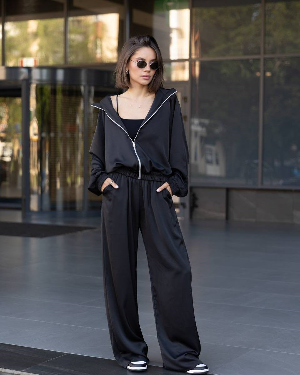 Damen modisches entspannendes Lounge-Set mit weitem Oberteil und bequemen Hosen Drune
