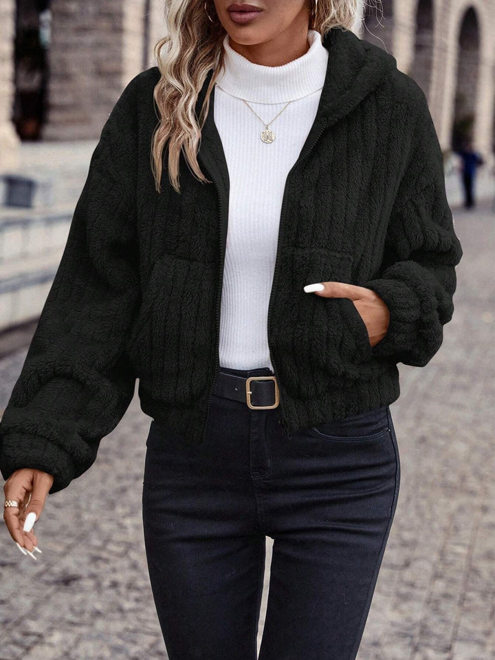 Damen Fleecejacke mit Kapuze und weichem Innenfutter Drune