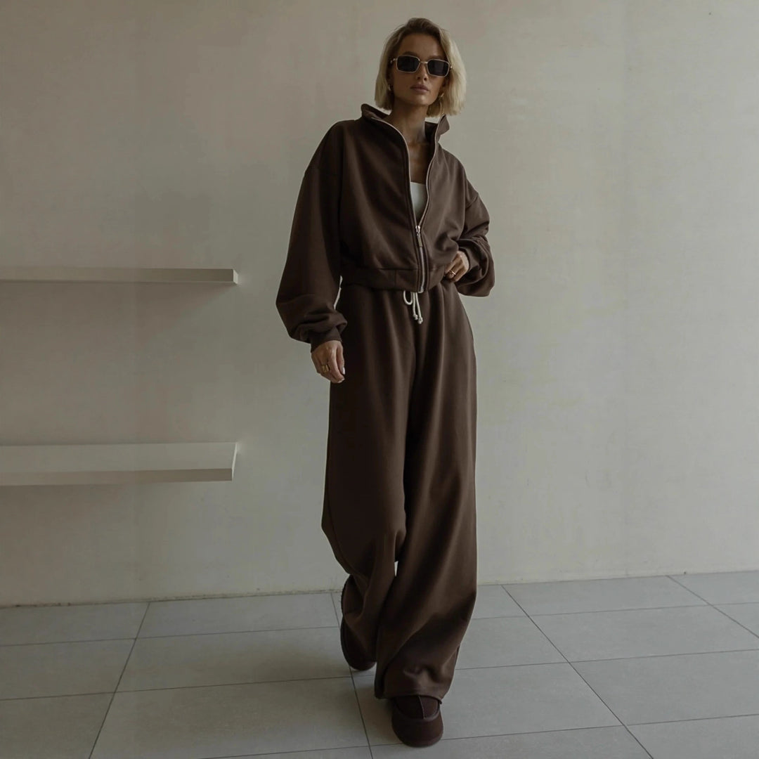 Damen lässiges Fleece-Lounge-Set mit hoher Flexibilität Drune