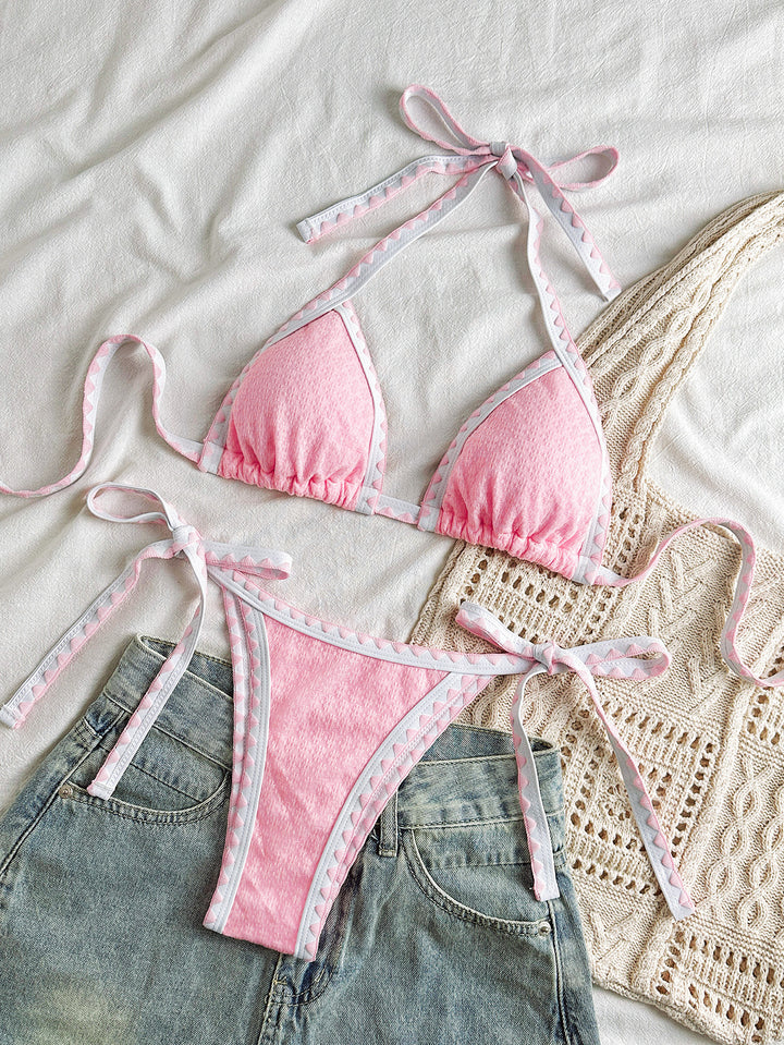 Damen Triangle-Bikini mit verstellbaren Trägern und raffinierter Spitzenoptik Drune