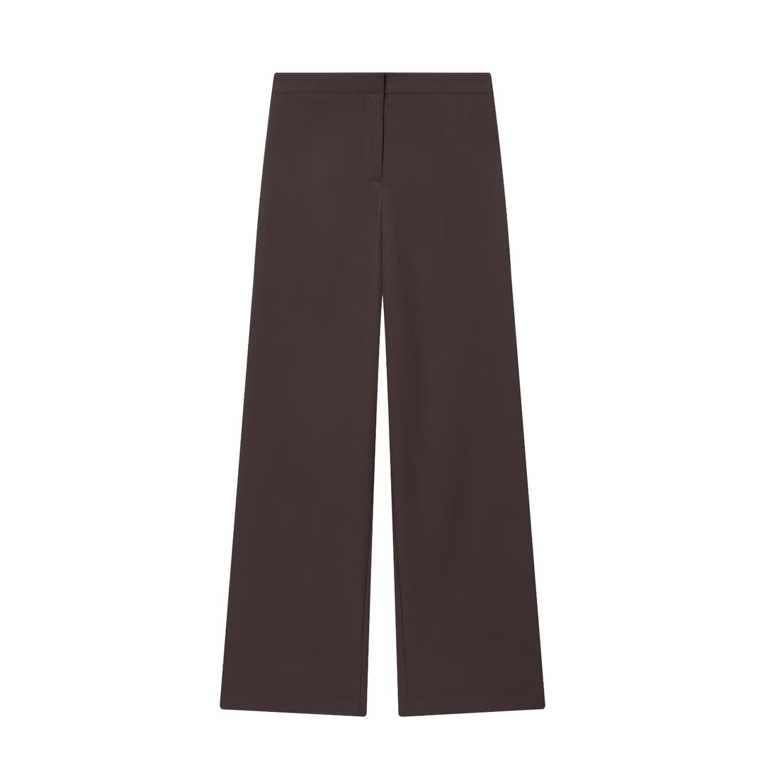 Damen nan elegante High‑Waist Weitbein-Anzughose mit flachem Bund und verdeckter Naht Drune