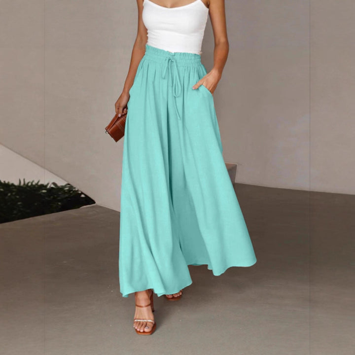 Damen weite Hose mit elastischem Bund und Taschen Drune