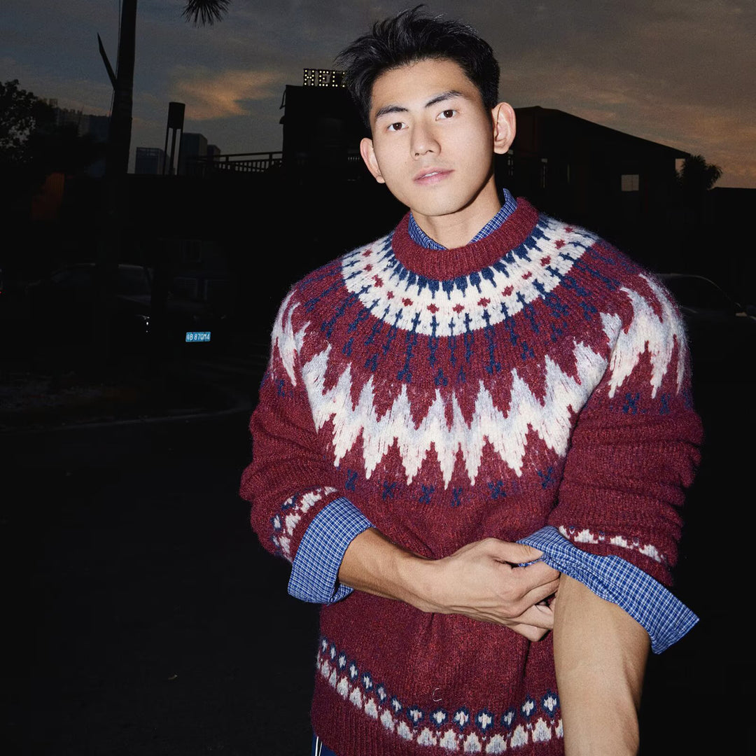 Herren Lässiger Strickpullover mit traditionellem Muster Drune