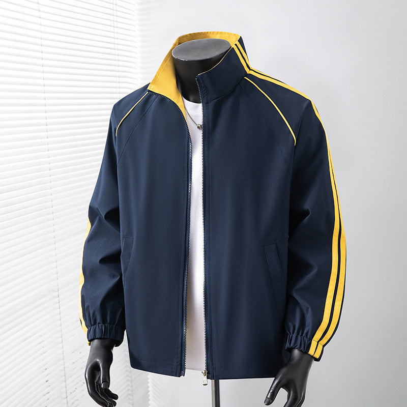 Herren Leichte Track‑Blousonjacke mit Stehkragen und Kontraststreifen Drune