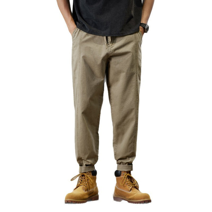 Herren Baumwoll-Twill Joggerhose im Tapered-Schnitt mit Tunnelzug und gekrempeltem Saum Drune